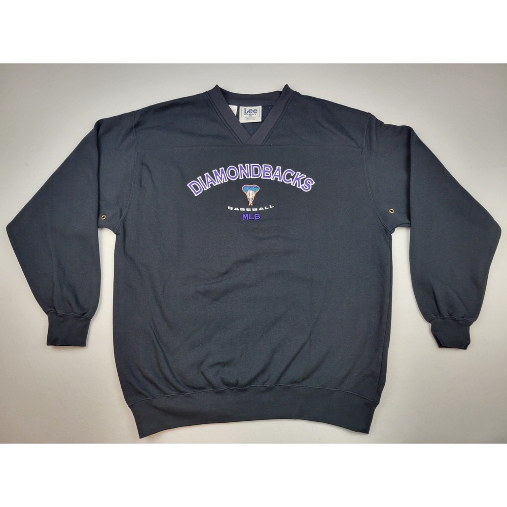 Vintage Arizona Diamondbacks V-Neck Sweatshirt Embroidered Spellout Retro Logo L